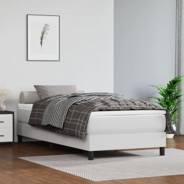vidaXL Saltea de pat cu arcuri, alb, 90x190x20 cm, piele ecologică