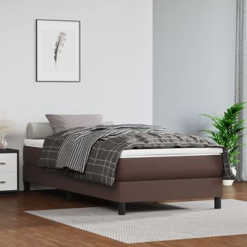 vidaXL Saltea de pat cu arcuri, maro, 100x200x20 cm, piele ecologică