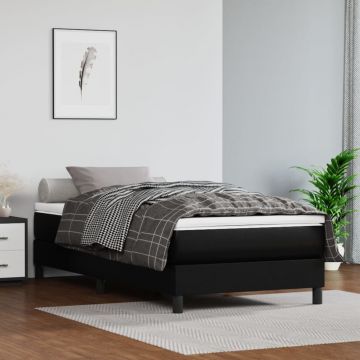 vidaXL Saltea de pat cu arcuri, negru, 90x190x20 cm, piele ecologică