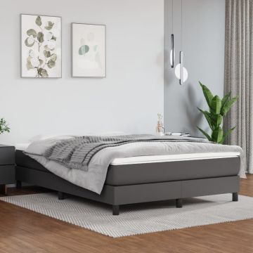 vidaXL Saltea de pat cu arcuri, gri, 140x190x20 cm, piele ecologică