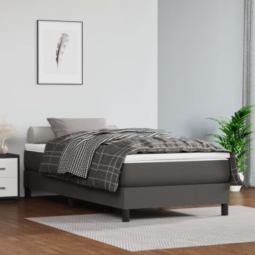 vidaXL Saltea de pat cu arcuri, gri, 90x190x20 cm, piele ecologică