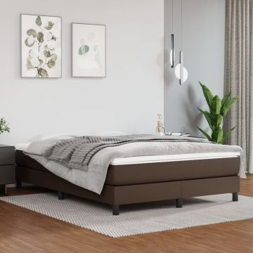 vidaXL Saltea de pat cu arcuri, maro, 140x200x20 cm, piele ecologică