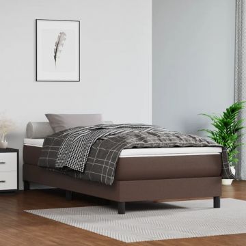 vidaXL Saltea de pat cu arcuri, maro, 90x200x20 cm, piele ecologică