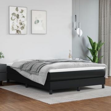 vidaXL Saltea de pat cu arcuri, negru, 140x190x20 cm, piele ecologică