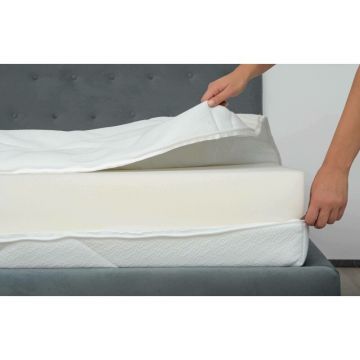 Husa saltea matlasata detasabila Ultrasleep Somnart, 90x200x18 cm, tricot, fermoar alb 4 laturi