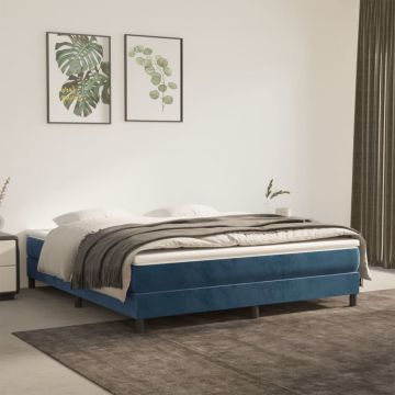 vidaXL Saltea de pat cu arcuri, albastru închis, 160x200x20cm, catifea