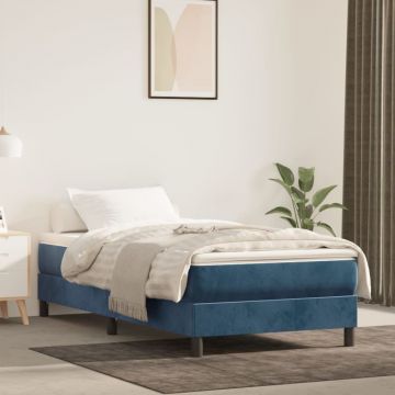 vidaXL Saltea de pat cu arcuri, albastru închis, 90x190x20 cm catifea