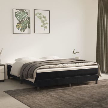 vidaXL Saltea de pat cu arcuri, negru, 160x200x20 cm, catifea