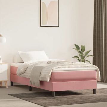 vidaXL Saltea de pat cu arcuri, roz, 100x200x20 cm, catifea
