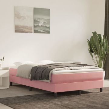 vidaXL Saltea de pat cu arcuri, roz, 120x200x20 cm, catifea