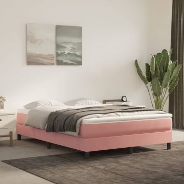 vidaXL Saltea de pat cu arcuri, roz, 140x190x20 cm, catifea