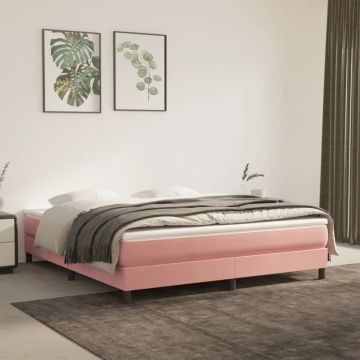 vidaXL Saltea de pat cu arcuri, roz, 160x200x20 cm, catifea