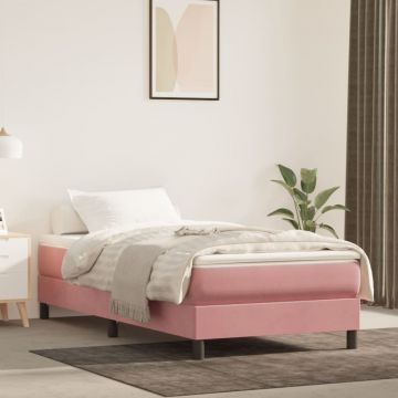 vidaXL Saltea de pat cu arcuri, roz, 90x190x20 cm, catifea