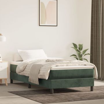vidaXL Saltea de pat cu arcuri, verde închis, 100x200x20 cm, catifea