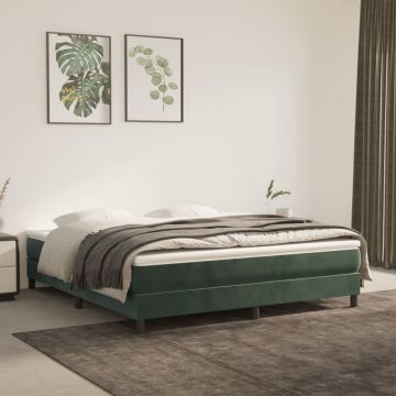 vidaXL Saltea de pat cu arcuri, verde închis, 160x200x20 cm, catifea