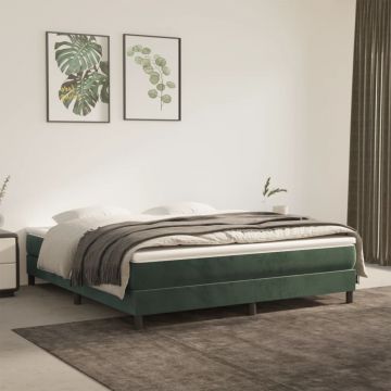 vidaXL Saltea de pat cu arcuri, verde închis, 180x200x20 cm, catifea