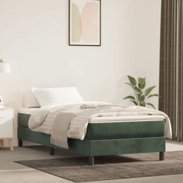 vidaXL Saltea de pat cu arcuri, verde închis, 90x200x20 cm, catifea