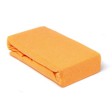 Husa saltea Jersey orange, cu elastic, bumbac 100%, 100 x 200 cm