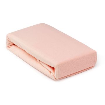 Husa saltea Jersey roz, cu elastic, bumbac 100%, 100 x 200 cm